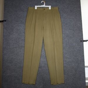 Tommy Bahama Dress Pants Mens 36 W Khaki Silk Pleated Tailored Classic Fit